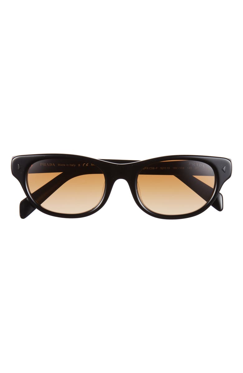 Prada 52mm Cat Eye Sunglasses, Main, color, Black / Yellow Gradient Light