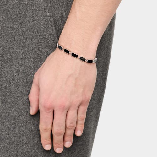 Jan Leslie Dash Rectangle Link Bracelet In Black