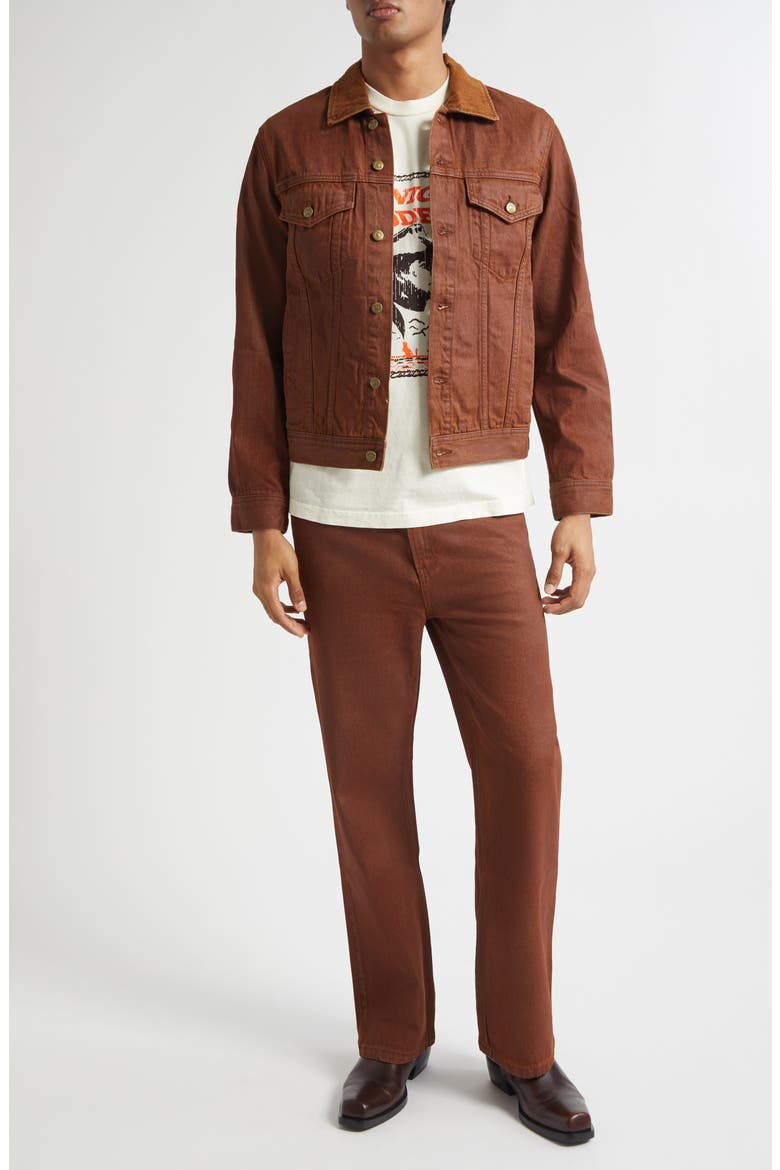 Coated Denim Trucker Jacket, Alternate, color, COATED BROWN