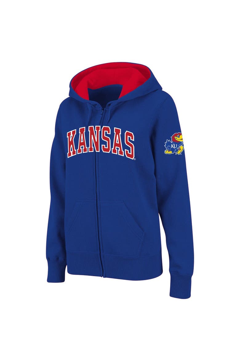 Women's Stadium Athletic Royal Kansas Jayhawks Arched Name Full-Zip Hoodie, Main, color, Royal