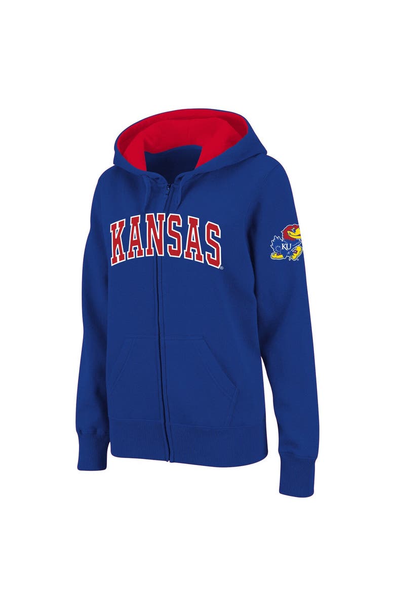 COLOSSEUM Women's Stadium Athletic Royal Kansas Jayhawks Arched Name Full-Zip Hoodie, Main, color, Royal