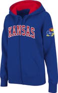 COLOSSEUM Women's Stadium Athletic Royal Kansas Jayhawks Arched Name Full-Zip Hoodie