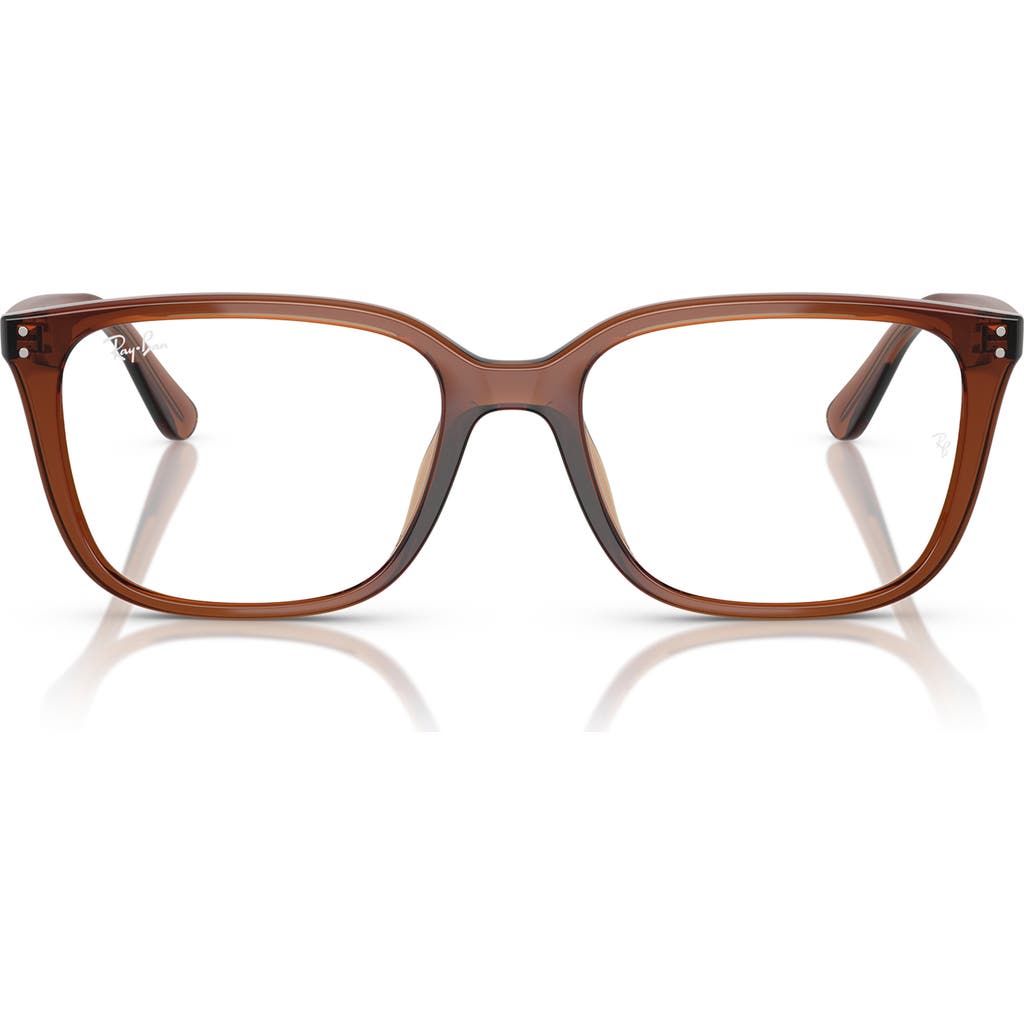 Ray Ban Ray-ban 55mm Square Optical Glasses In Transparent Brown