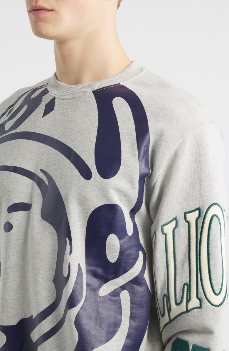 Billionaire Boys Club BB Big Face Helmet Head Cotton Sweatshirt, Alternate, color, Heather Grey