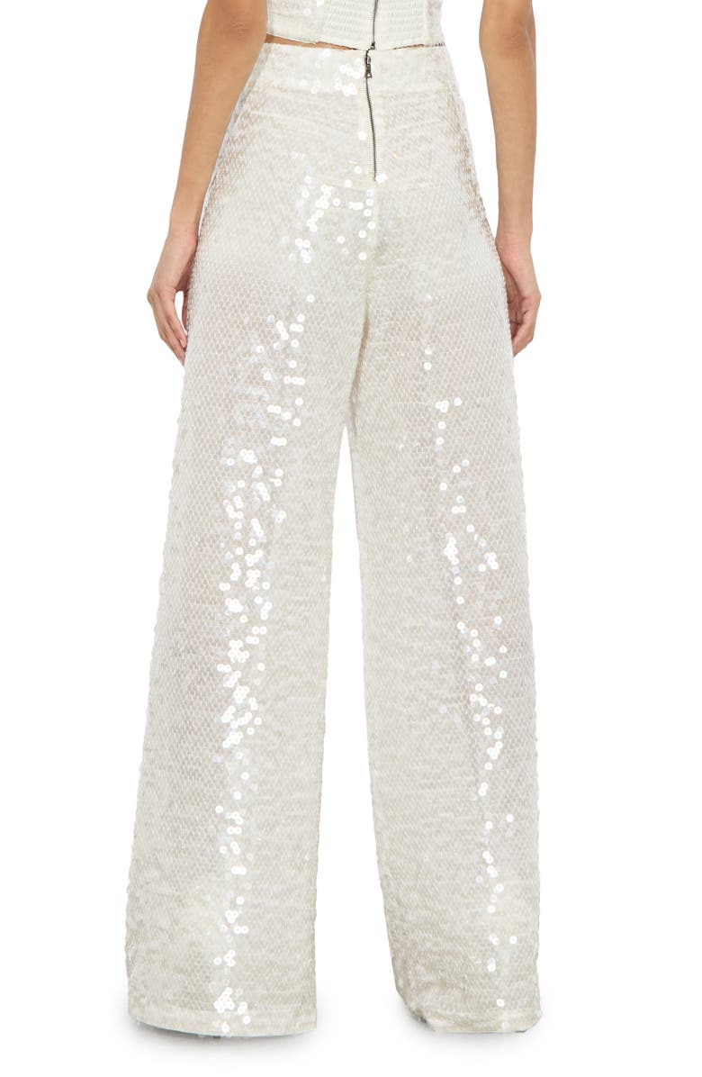 Alice + Olivia Athena Sequin Flare Wide Leg Pants, Alternate, color, 