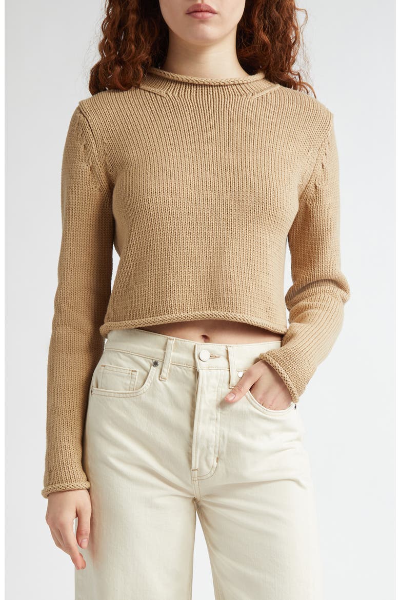 Briony Mock Neck Crop Sweater, Main, color, STONE KHAKI