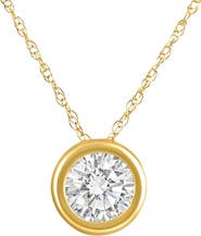 Bliss Diamond .90Ct Diamond Bezel Pendant Solitaire Necklace 14k Gold Lab Grown
