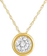 Bliss Diamond .90Ct Diamond Bezel Pendant Solitaire Necklace 14k Gold Lab Grown