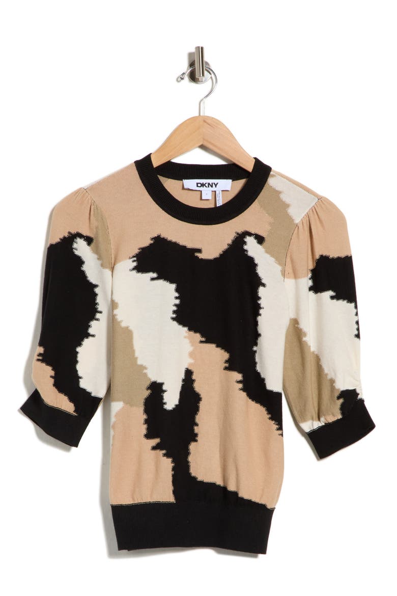 Cotton Puff Sleeve Sweater, Alternate, color, TRAVERTN M
