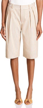 Avec Les Filles Pleated Bermuda Shorts