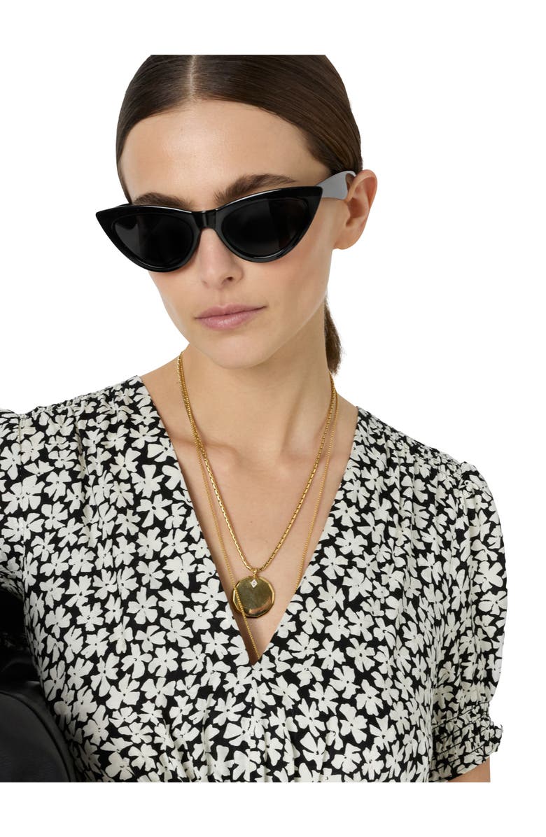 GERARD DAREL Rosi V-Neck Puff Sleeve Floral Dress, Alternate, color, Black