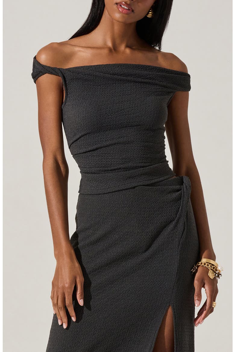 Lindy Textured Off-the-Shoulder Knit Top, Main, color, CHARCOAL