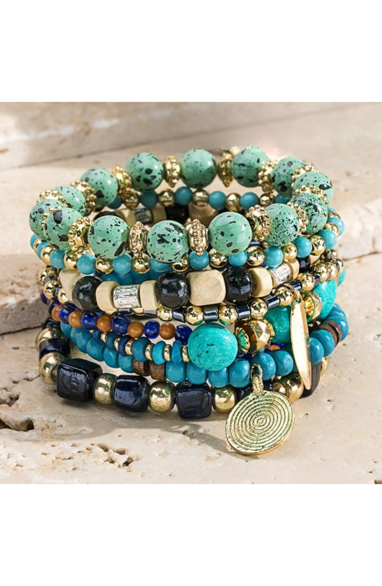 Humanist Beauty Bohemian Stacking Bracelet Set, Alternate, color, Turquoise