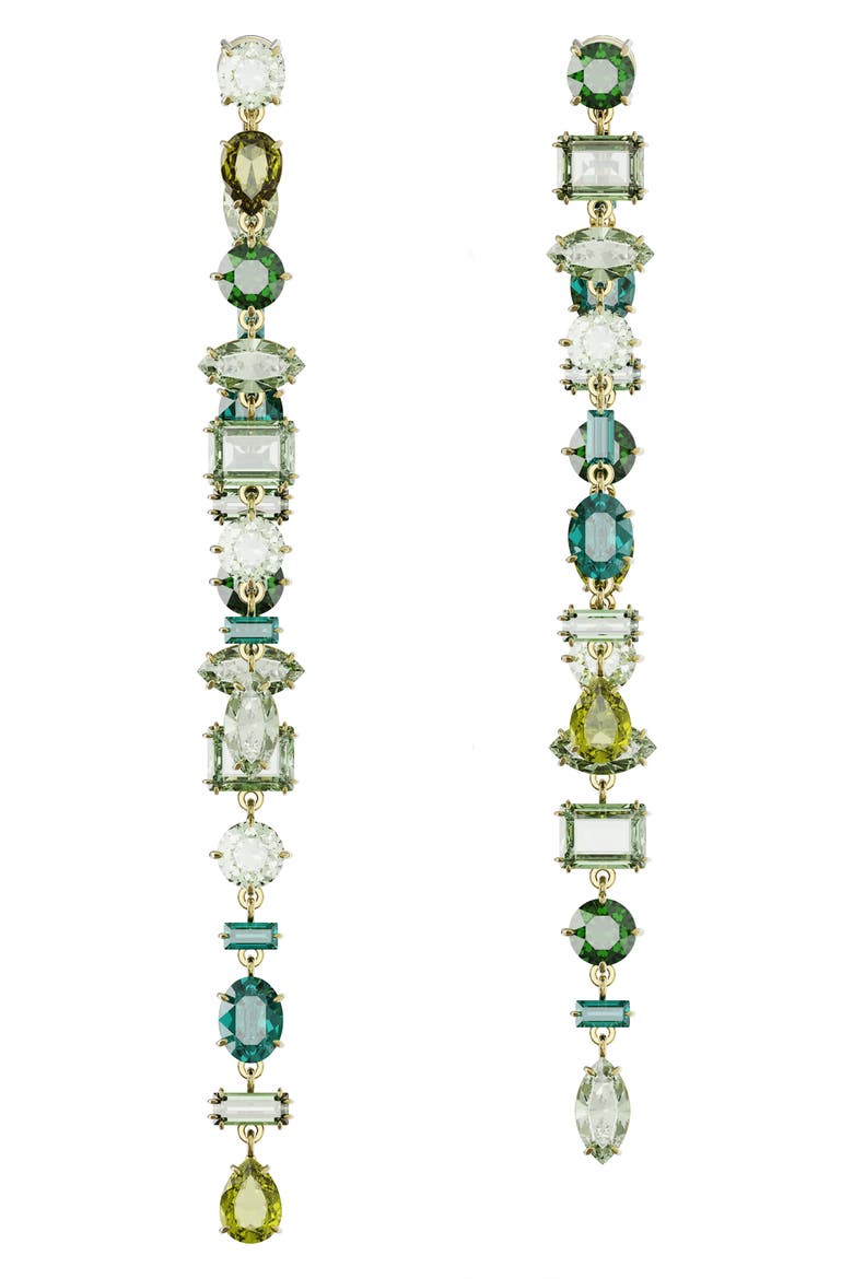 Gema Front/Back Asymmetric Crystal Drop Earrings, Main, color, GREEN