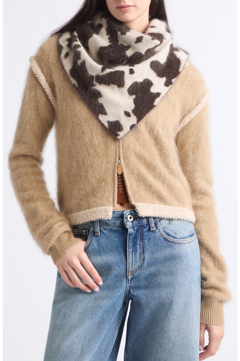 Grizzly Cowhide Cashmere Wild Rag, Alternate, color, OATMEAL/ BURNT COCOA