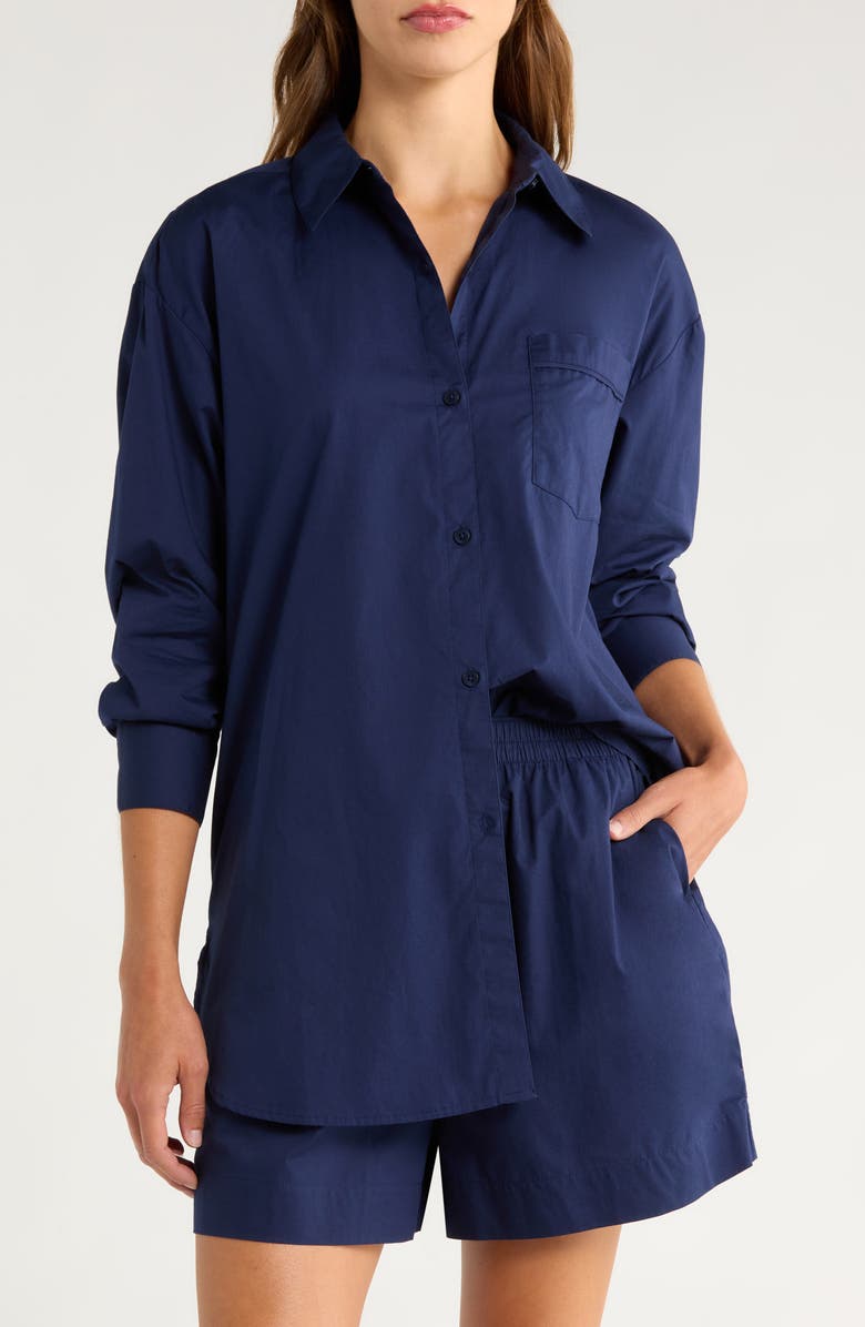 Nordstrom Oversize Shirting Short Pajamas, Main, color, Navy Peacoat