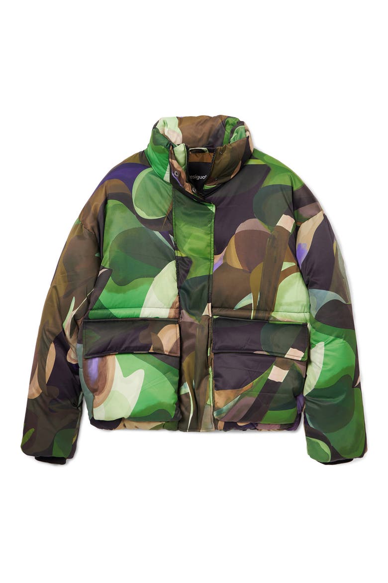 Lacroiz Aalborg Abstract Print Puffer Jacket, Alternate, color, GREEN