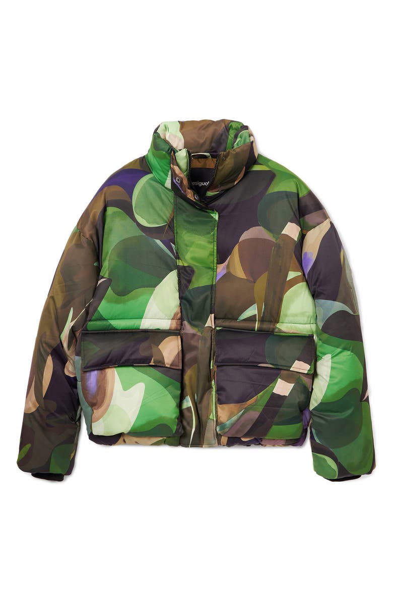 Desigual Lacroiz Aalborg Abstract Print Puffer Jacket, Alternate, color,