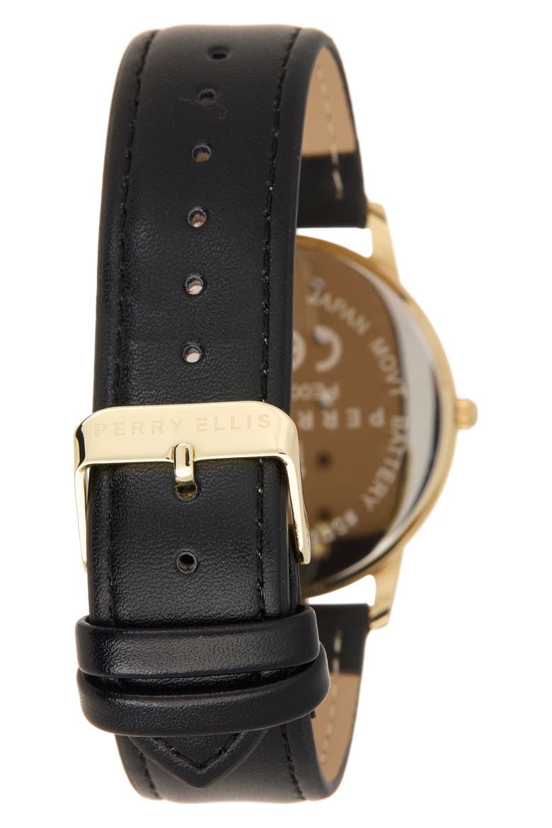 Diamond Ultra Thin Faux Leather Strap Watch, 40mm, Alternate, color, GOLD