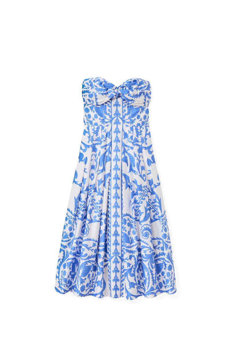 Ingrid Printed Midi Dress, Alternate, color, Provence Blue