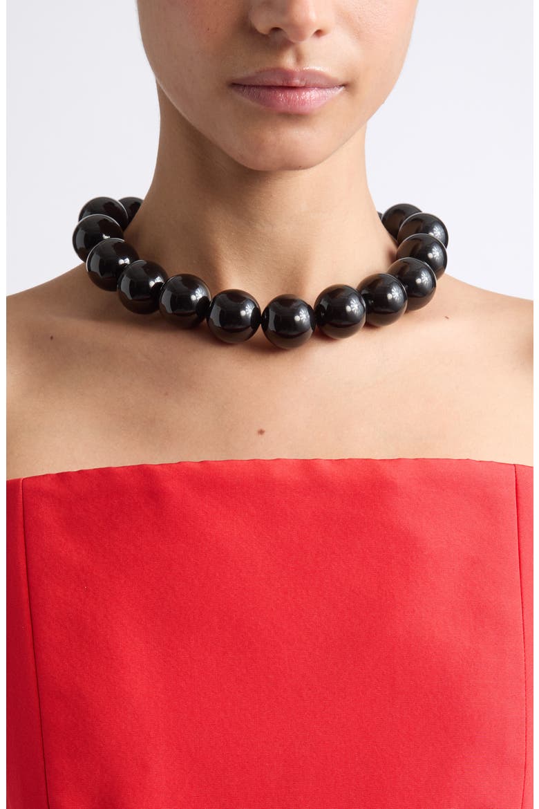 Ball Necklace, Alternate, color, BLACK