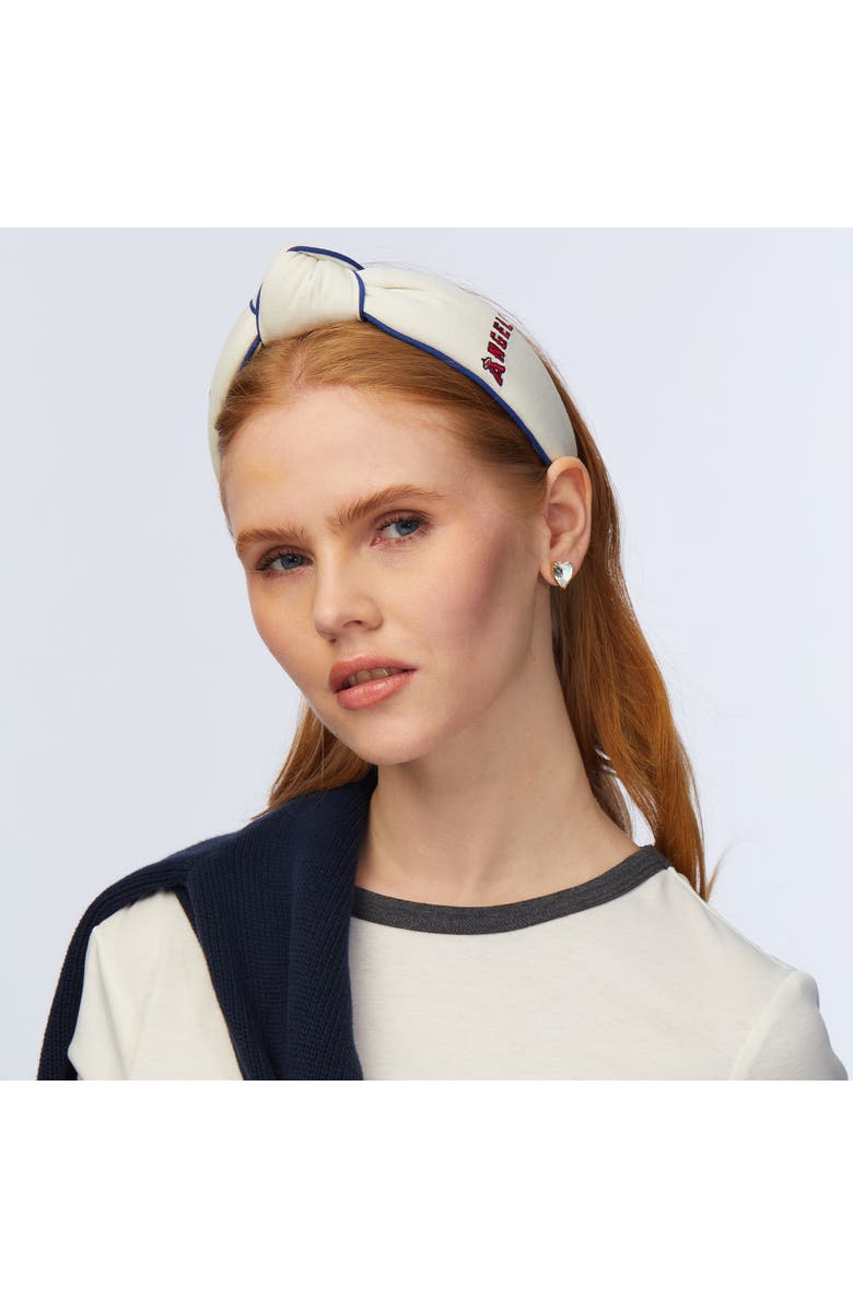 Lele Sadoughi MLB Los Angeles Angels Embroidered Headband, Alternate, color, Ivory 100