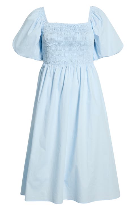 Sonia Bubble Sleeve Smocked Midi Dress
