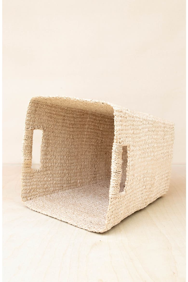 Tapered Square Floor Basket with Cutout Handles, Alternate, color, Natural