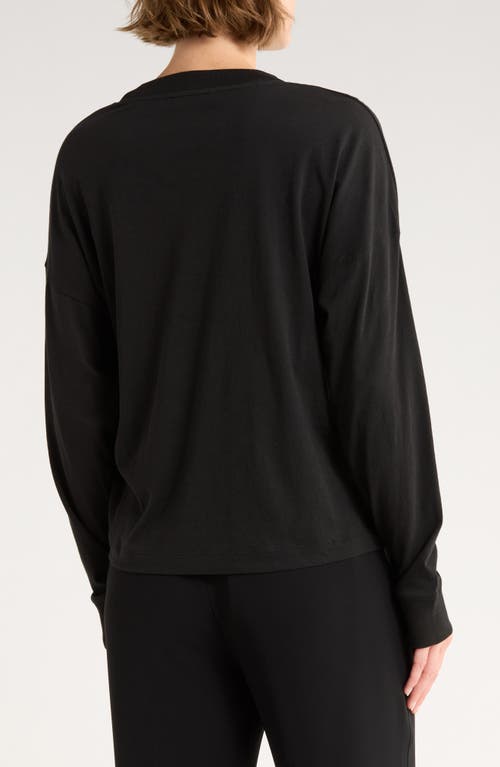 Vince Long Sleeve Drop Shoulder Top In Black