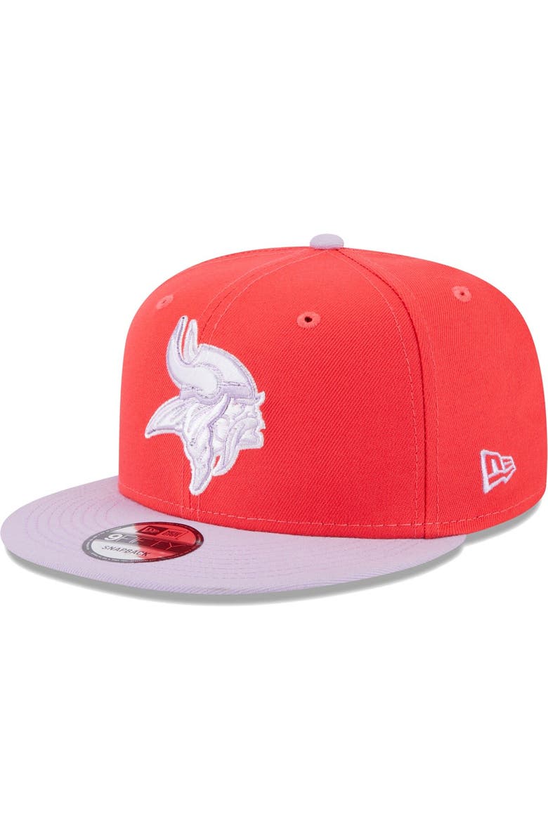 New Era Men's New Era Red/Lavender Minnesota Vikings Two-Tone Color Pack 9FIFTY Snapback Hat, Main, color, 