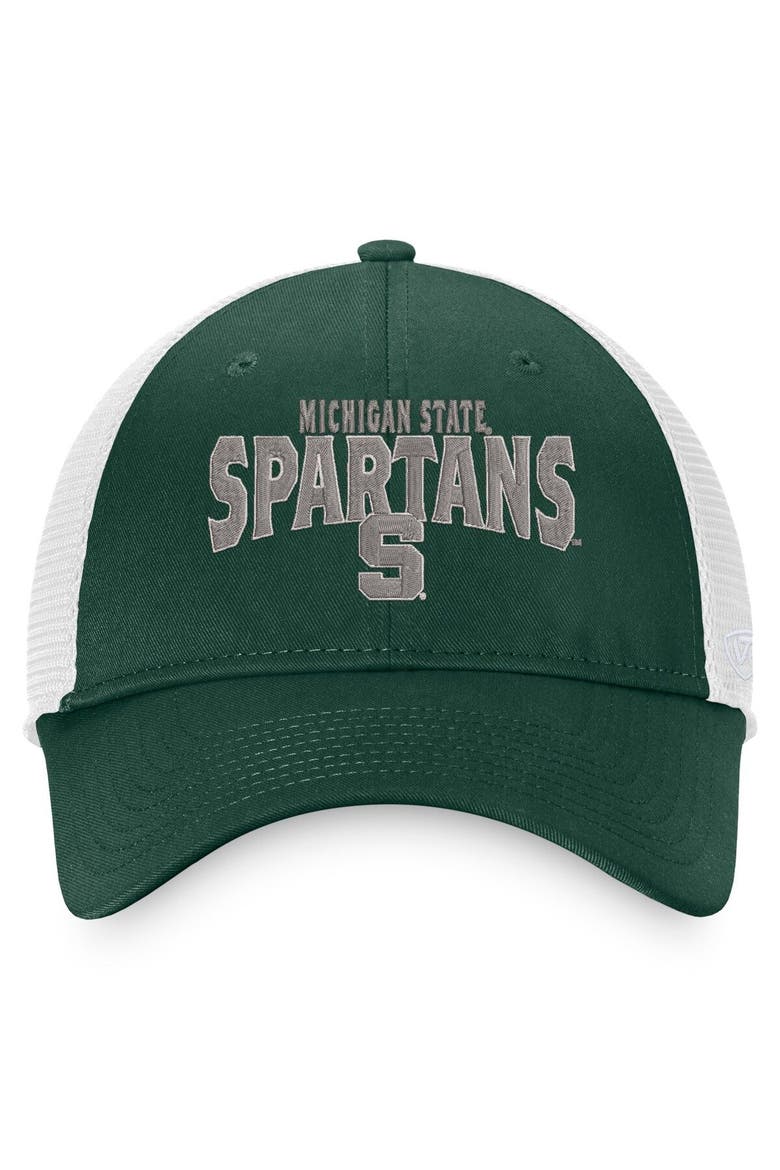 Men's Top of the World Green/White Michigan State Spartans Breakout Trucker Snapback Hat, Alternate, color, Green
