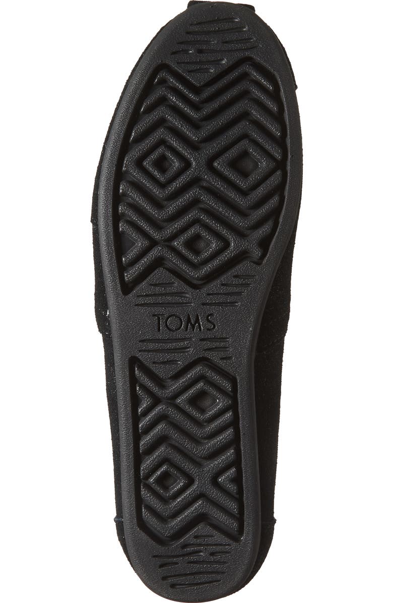 TOMS Metallic Suede Classic Slip On Sneaker, Alternate, color, Black