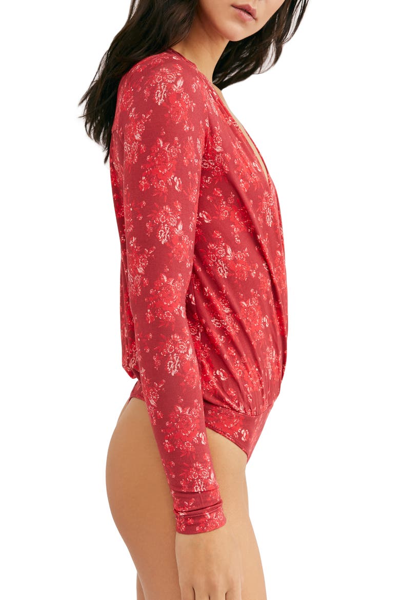 Print Long Sleeve Bodysuit, Alternate, color, FLORAL COMBO
