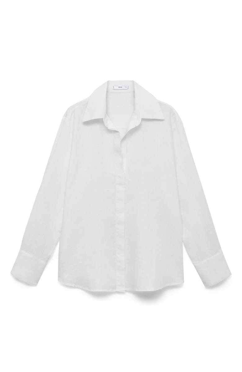 MANGO Oversize Linen Shirt, Alternate, color, White