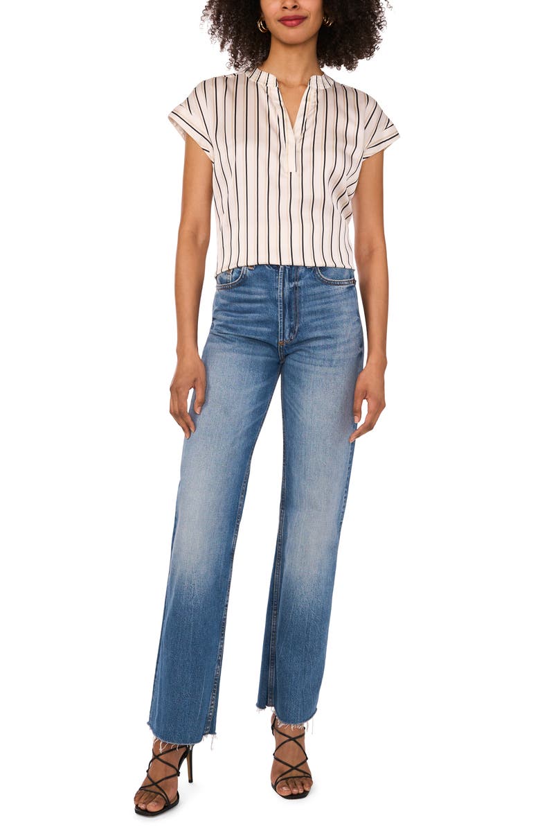 Vince Camuto Stripe V-Neck Top, Alternate, color, New Ivory