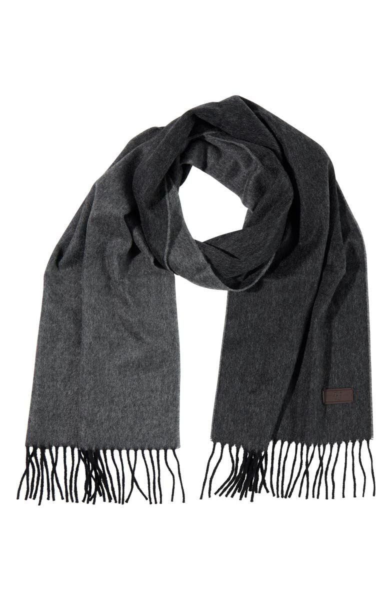 Hickey Freeman Cashmere Double Face Solid Scarf, Main, color, Black/Charcoal