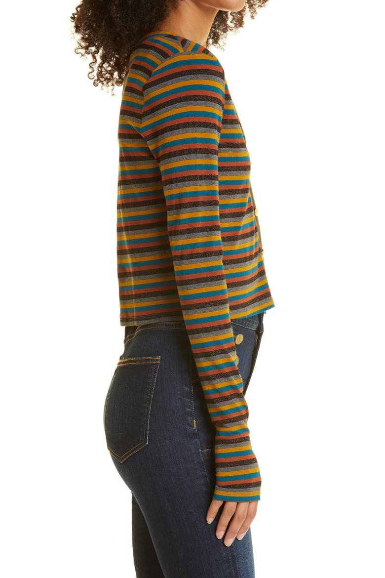 Jordan Stripe V-Neck Cardigan, Alternate, color, FLORAL MULTI