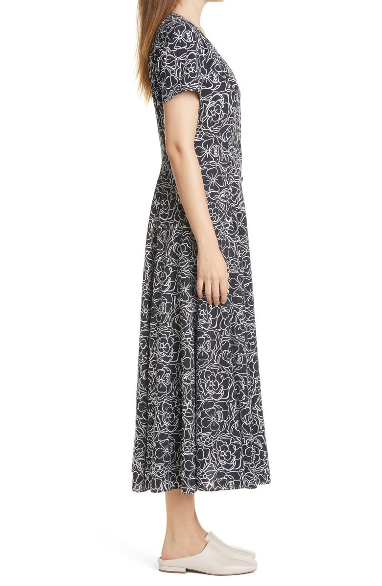 Dyvna Print Button Front Silk Blend Midi Dress, Alternate, color, 