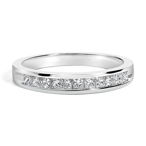 IGI Certified 18K Gold 1/2Ctw Diamond Half Eternity Wedding Ring