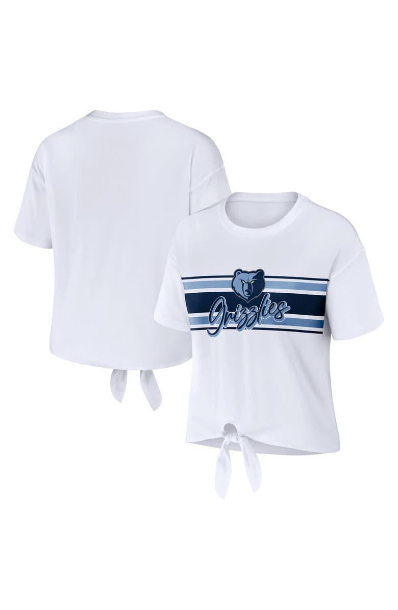 WEAR by Erin Andrews Women's WEAR by Erin Andrews  White Memphis Grizzlies Tie-Front T-Shirt, Main, color, White