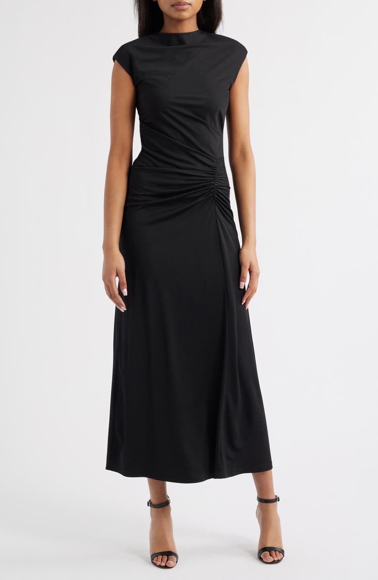 NIKKI LUND Milou Ruched Maxi Dress, Main, color, Black