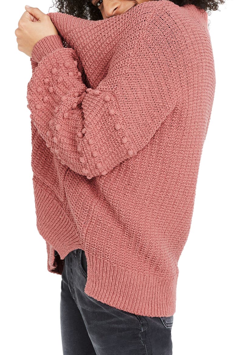 Bobble Cardigan Sweater, Alternate, color, VINTAGE QUARTZ