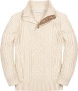 Hope & Henry Kids' Organic Mock Neck Cable Sweater