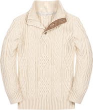 Hope & Henry Kids' Organic Mock Neck Cable Sweater