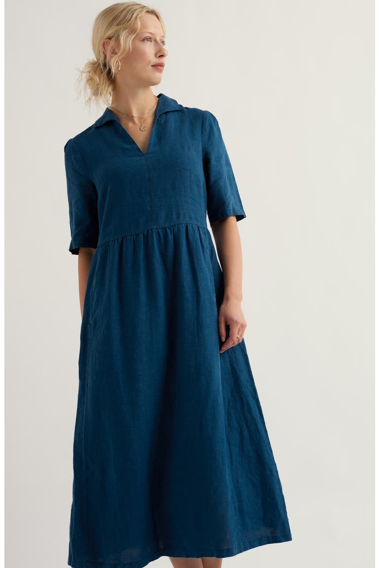 Fen Violet Linen Midi Shirtdress, Alternate, color, OCEAN DRIFT