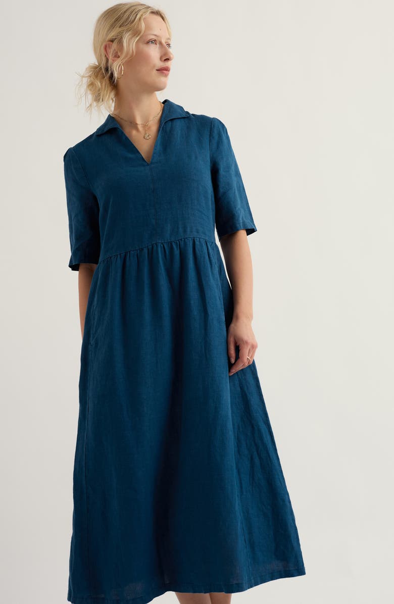 Seasalt Cornwall Fen Violet Linen Midi Shirtdress, Alternate, color, Ocean Drift