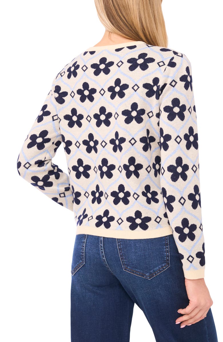 CeCe Floral Cardigan, Alternate, color, Sweet Butter