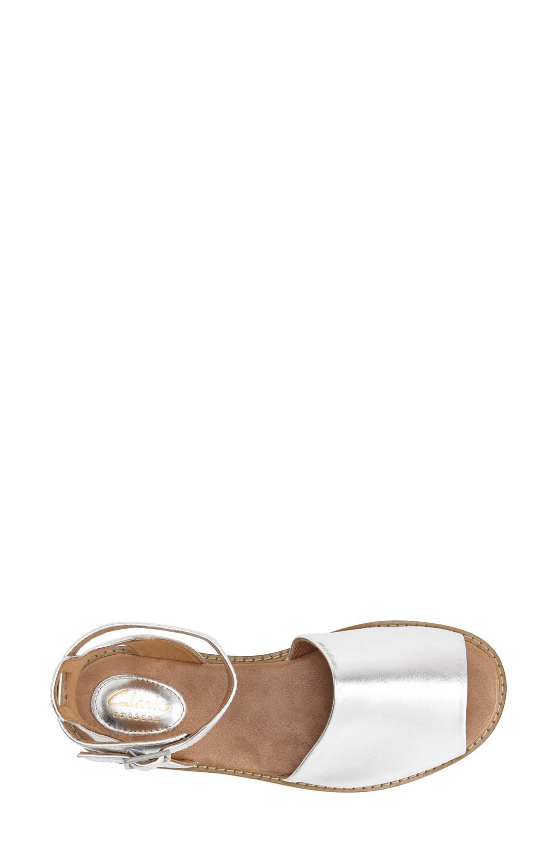 'Lydie Hala' Ankle Strap Sandal, Alternate, color, SILVER LEATHER