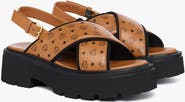 MCM Monogram Platform Sandals in Lambskin