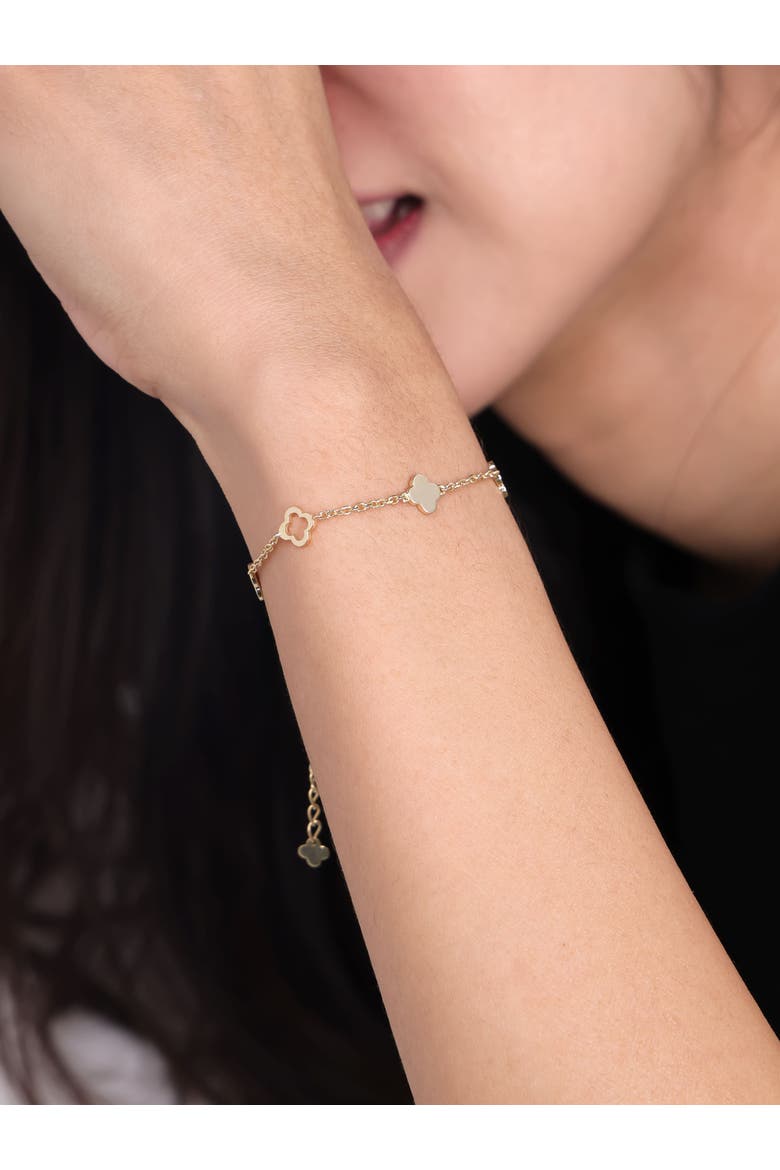Clover Link Chain Bracelet in 14K Gold, Alternate, color, Yellow Gold